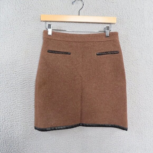 Vintage Vivienne Tam Skirt 2 Wool Viscose Rayon Trim Lined 1990s Classic Brown - Picture 1 of 9